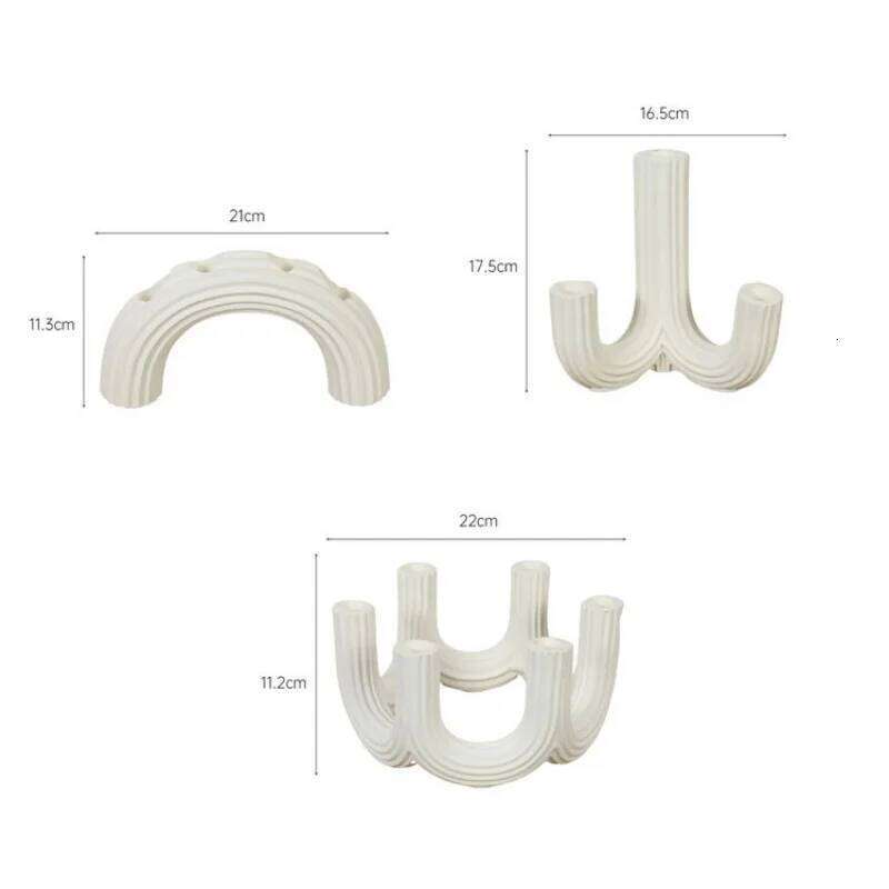 White Candle Holder Candelabrum Candlestick Geometric Fringe Semicircle Ceramic Handicraft Home Decoration Accessories H260310