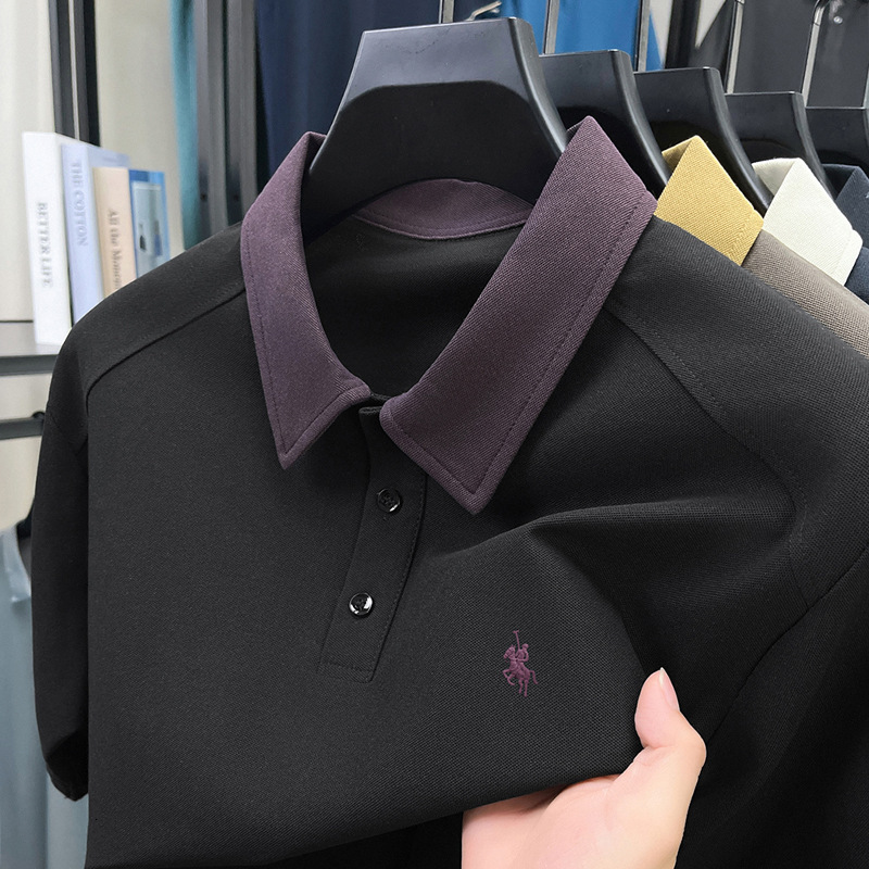 Luxury Brand Designer Clothes Summer Men's Fashionable Color-Block Collar Short-Sleeve Polo Shirt, New Stylish Loose Breathable Casual T-Shirt