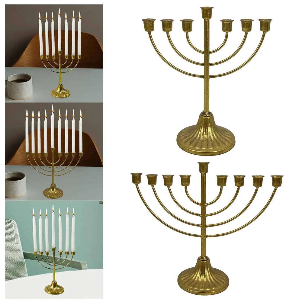 Candlestick Jewish Holder Hanukkah Decoration Menorah for Desk Living Room H260310