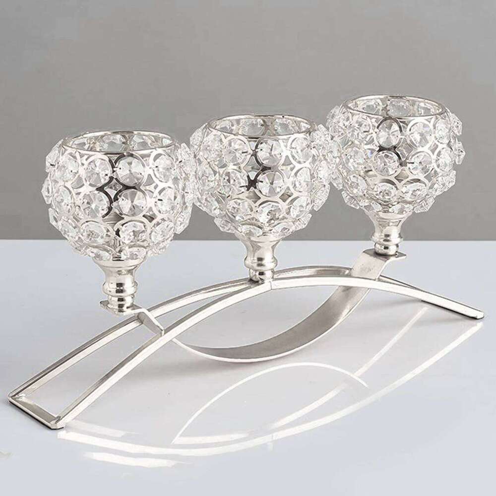 3 Arms Candelabras Crystal Candlelight Arch Bridge Goblet Candle Bowl Tealight Candlestick Holder Homedecor H260310