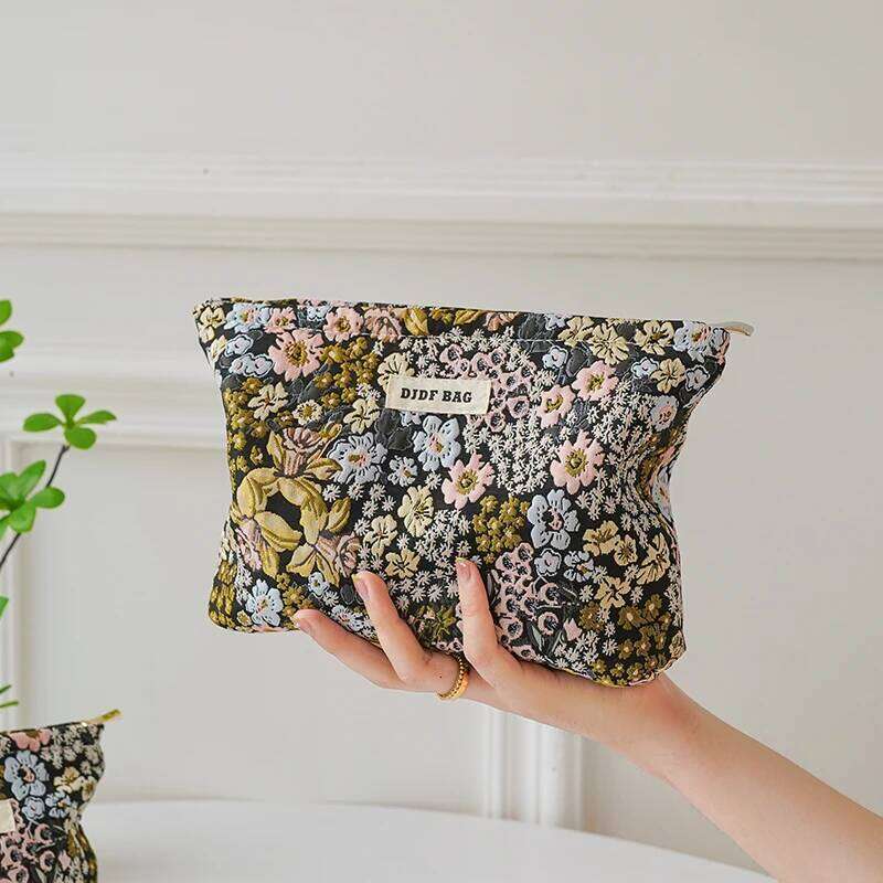 Colorful flowers large capacity women's makeup portable cosmetics change storage travel toiletry commuter liner bag XJ260310