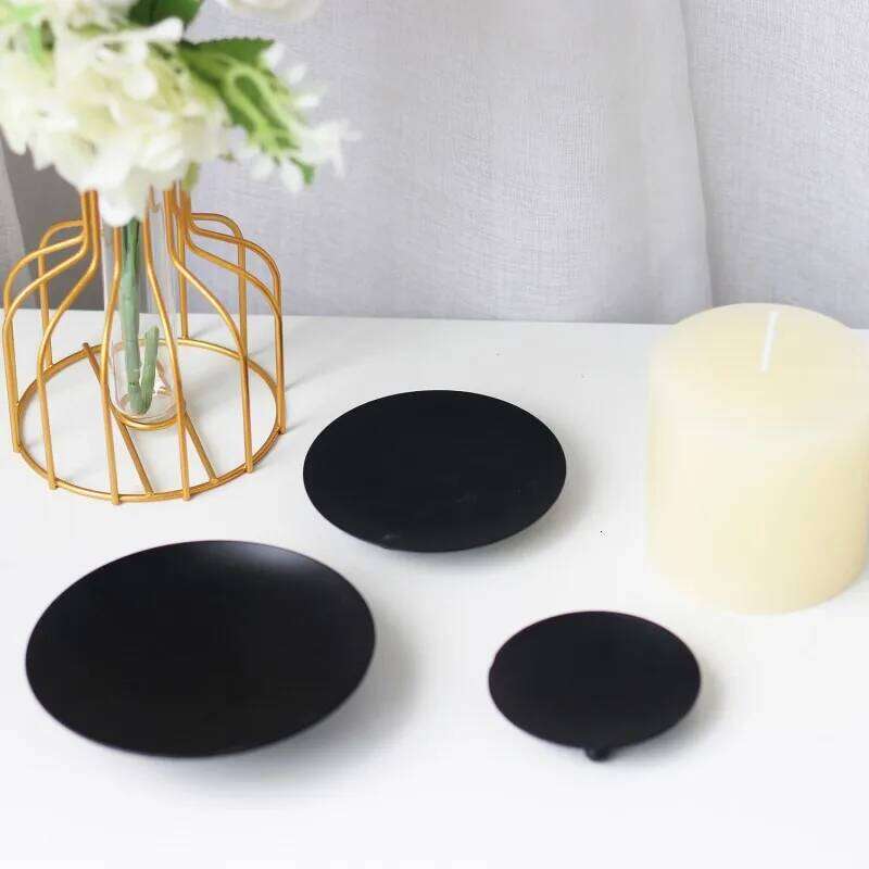 1/2PCS Iron Black Golden Candle Pillar Metal Plate for Wedding Party Festival Candlestick Holder Art Gift Home Decoration H260310