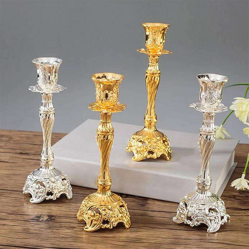 2Pcs Holder Candlesticks For Candles Gold Silver Drop Shipping Europe Metal Candle Stand Wedding Table Home Decoration H260310
