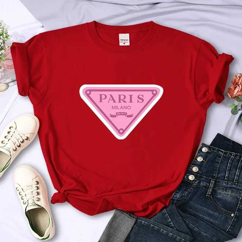 Luxury Brand Paris For Womens High-Quality Summer Printing T-shirt 100 Cotton Casual Oversized Y2k Personality Sleeve O-neckT260310