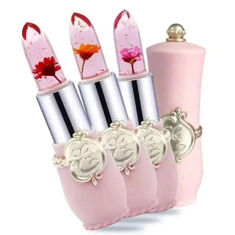 Flower Jelly Transparent Waterproof Temperature Color Changing Crystal Lipstick Long Lasting Moisturizing Lip Balm Lipsticks Z260310