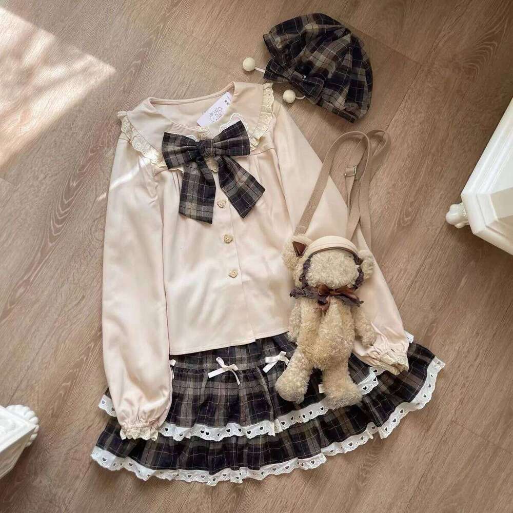 Spring Casual American Vintage A-Line Women 2000s Y2k Bow Plaid Skirts Korean Fashion Japanese Kawaii Clothing Subculute XJ260309
