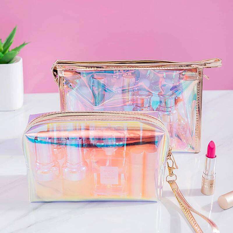 Colorful Holographic Women Cosmetic Bag TPU Clear Makeup Beauty Organizer Pouch XJ260310