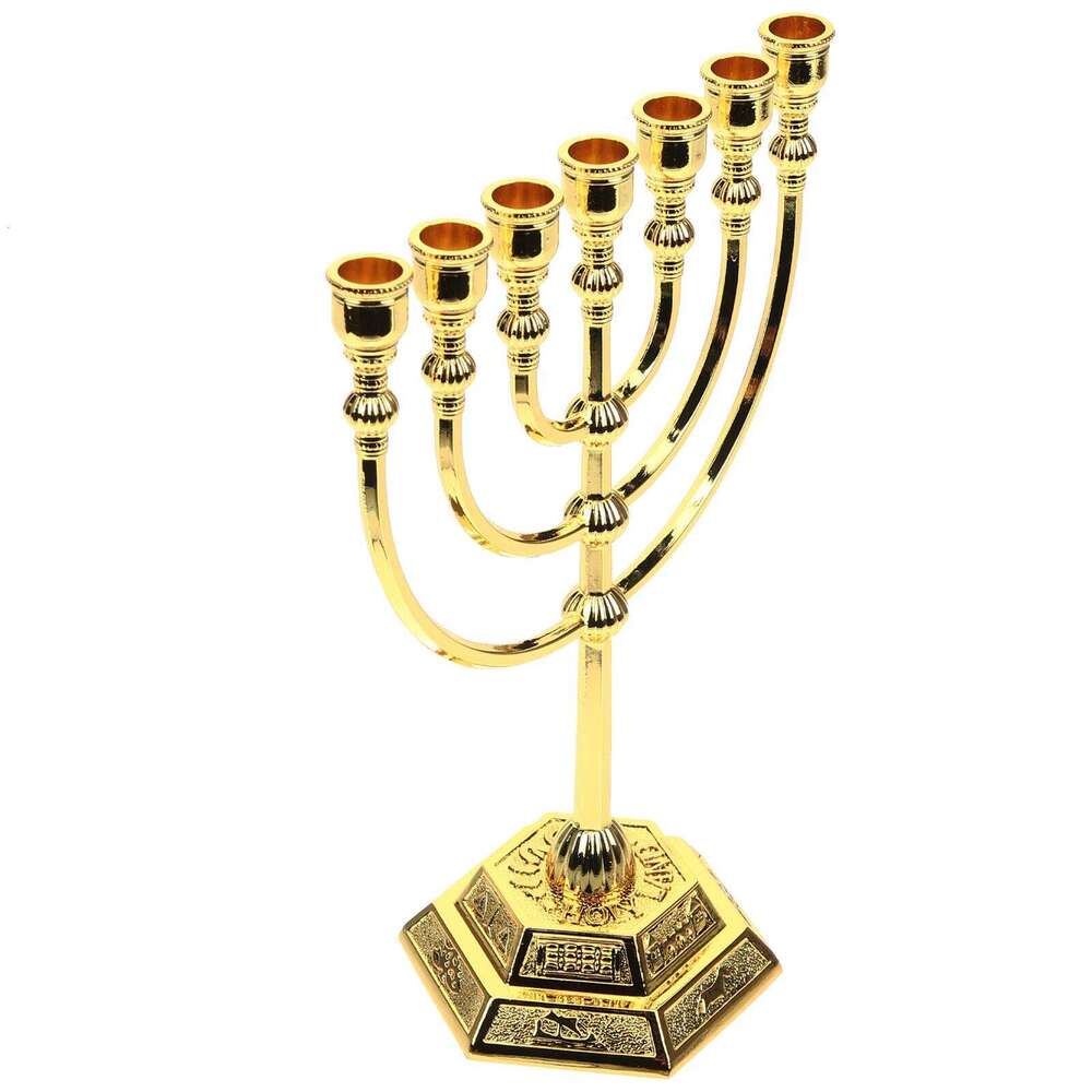7 Branch Holder Jerusalem Temple 12 Of Menorah 6.69-Inch Height Hanukkah Stand 4 3 H260310