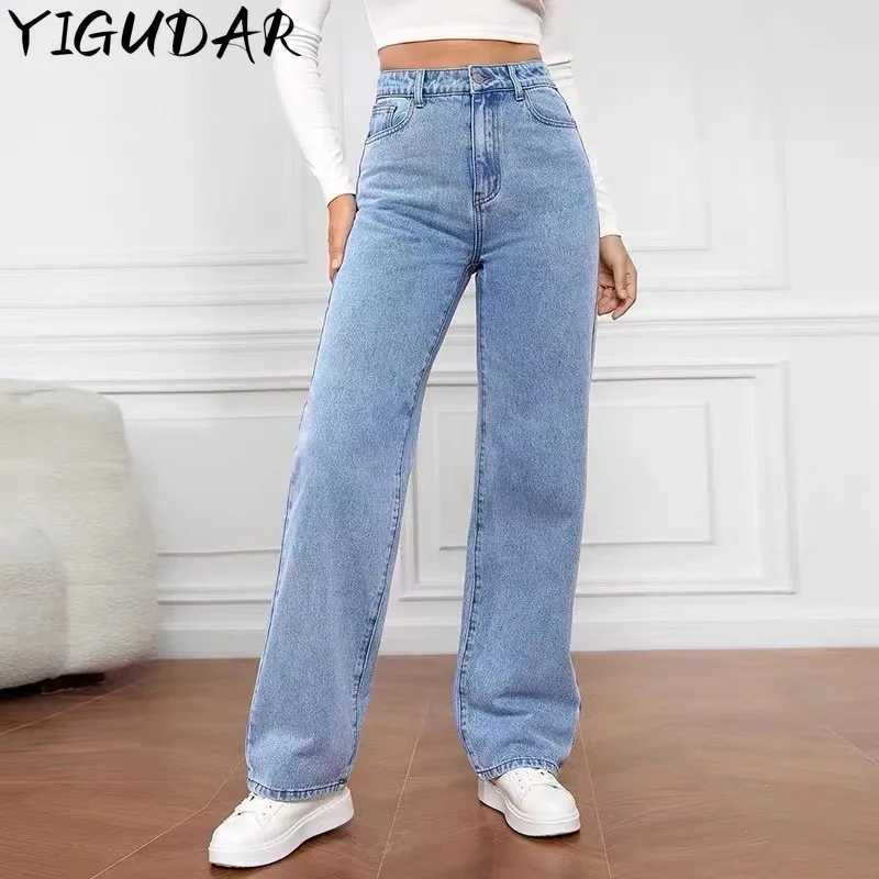 Womens Hot Sale High Waist Stretch Washed Denim Fashionable Straight Jeans Womens Pants women jeans black pants woman clothing M260310