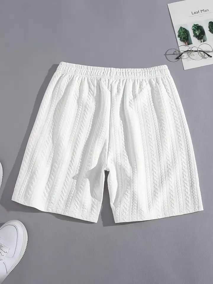Mens Regular Style Knitted Plain Sports Casual Shorts with Drawstrings and Elastic Waistband Knitted Shorts Personalized Jacquard Suitable N2603101