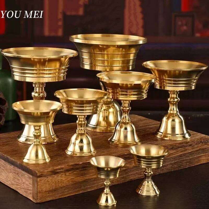 Tibetan Candlestick,Multi-Size Buddhism Bronze Candle Cup Polishing Auspicious Altars Holy Lamp Holder,Buddhist Items Handicraft H260310