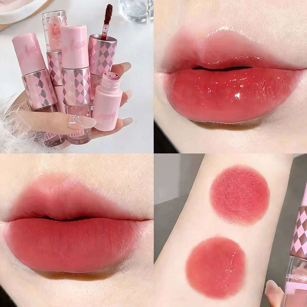 Gege bear Double-head + Lip gloss, shiny and chubby shining luster, moisturizing lips, essential lip gloss Z260310