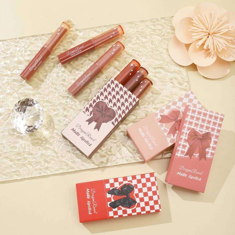 Three-Piece Glaze Set, Velvet Long-Lasting, Brightening and Complexion-Enhancing Lipstick, Versatile Matte, Non-Fading, Non-Stick Cup Lip Gloss Z26031