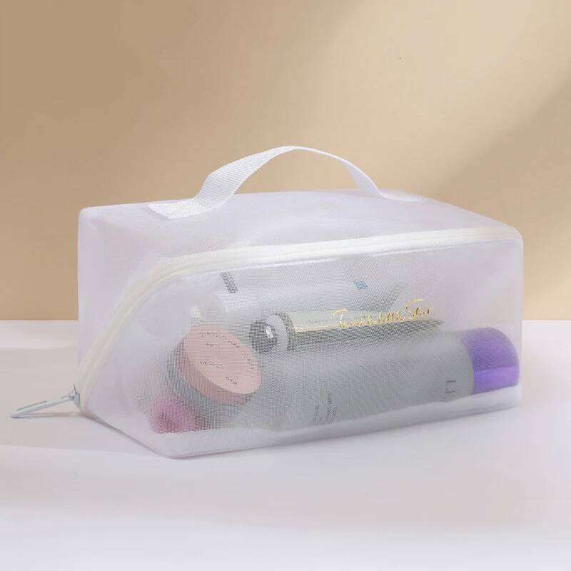 Wholesale Transparent Mesh Pillow Storage Bag Travel Makeup Toiletry Pouch Washbag Tote Cosmetic Organizer Zipper Bags XJ260310