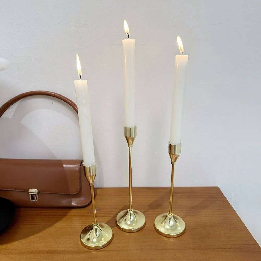 3Pcs/Set Minimalist Retro Style Tabletop Candle Holders Exquisite Home and Hotel Decoration Candlestick Holder Metal H260310