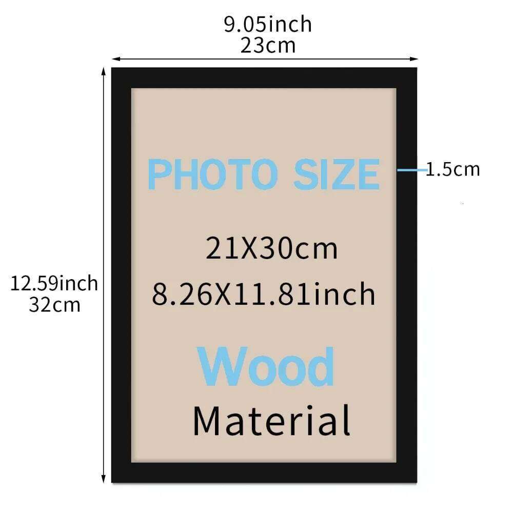 21x30cm White and Black Wood Grain Color Wooden Photo Frame 9"x11" A4 Poster Canvas Painting Display Stand Picture Decor H260310 - view 4