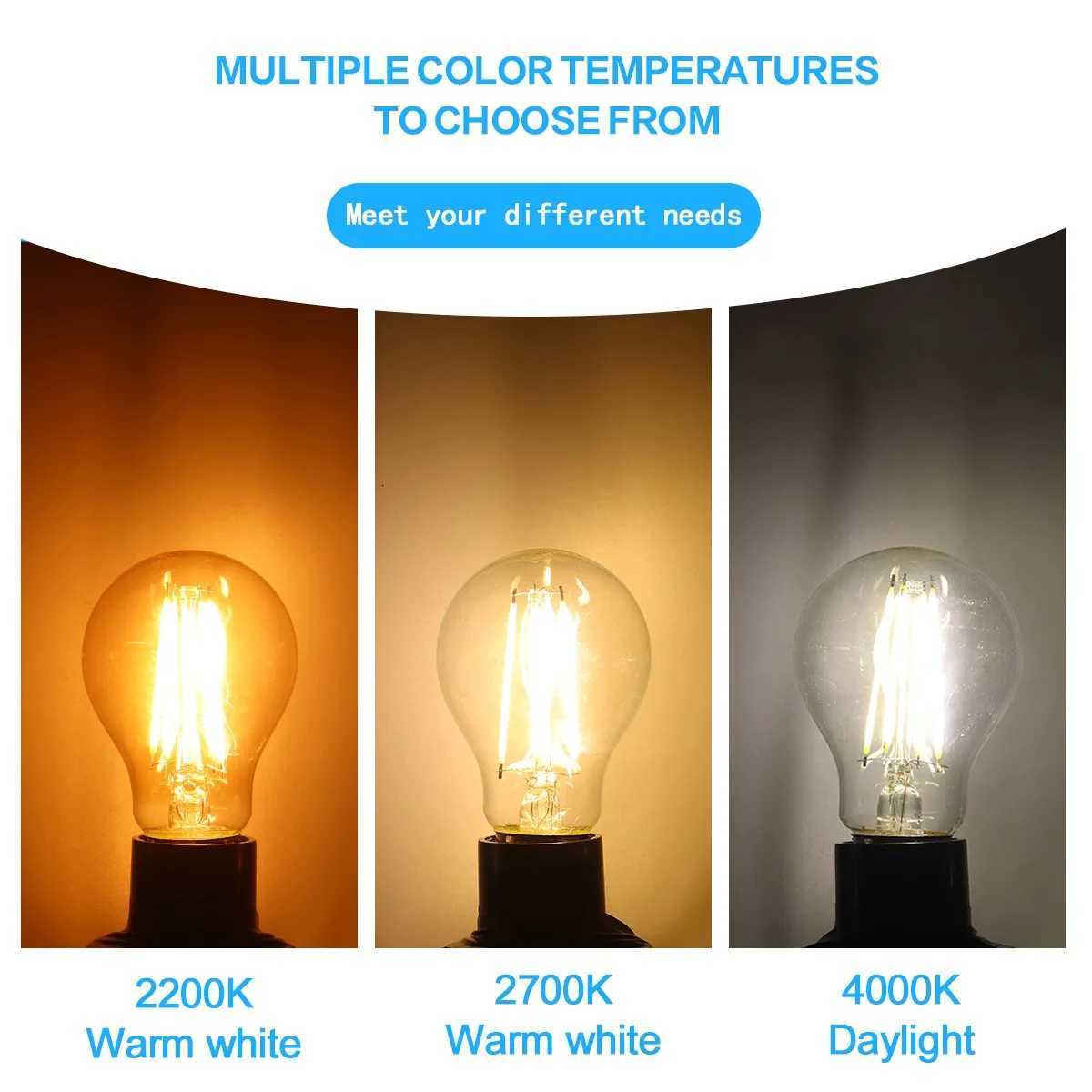 4PCS LED Retro Edison Light Bulb A60 G45 ST64 G80 G95 G125 E27 E14 B22 220V Vintage Ampoule Incandescent Edison Filament Lamp H260310