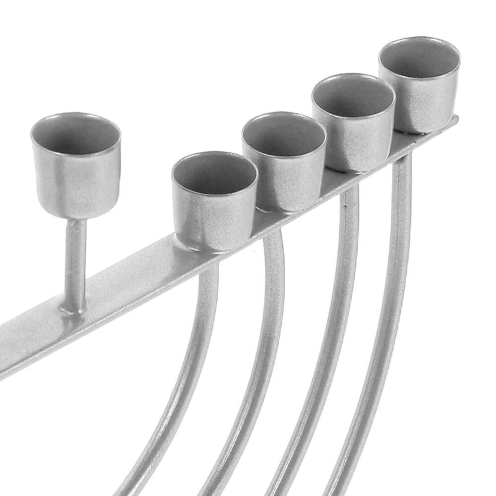 Hanukkah Menorah 9-Branch Pillar Stand Alloy Holder Religious Tabletop Decor Nine-Branched Candlestick H260310