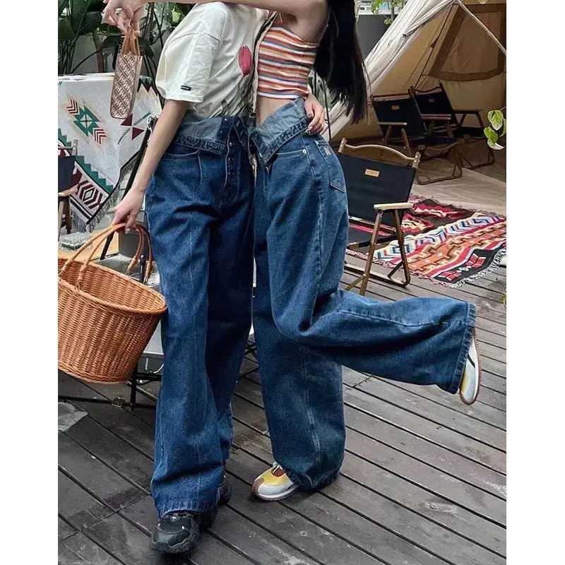 Jeans Women High Waist Vintage Y2K Baggy Jeans Fashion Spring Summer Wide Leg Pants for Teenagers M260310