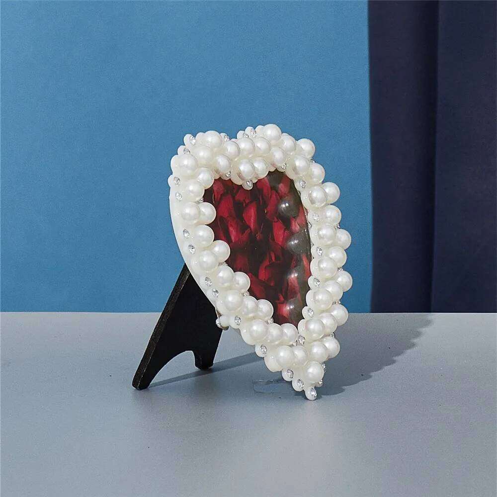 Japanese style pearl diamond round rectangle wedding children's birthday photo frame home decoration ornaments H260310 - view 3