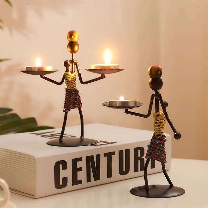 Light Luxury Table Decoration Iron Home Romantic Candlelight Dinner Metal Candle Holder Knick-knack Props H260310