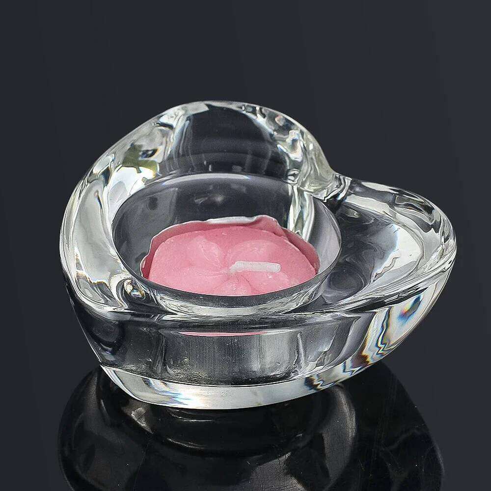 Glass Heart Candle Holder Romantic Tealight Bowl Wedding Centerpieces Home Table Decor Multifunction Candlestick Ashtray Props H260310
