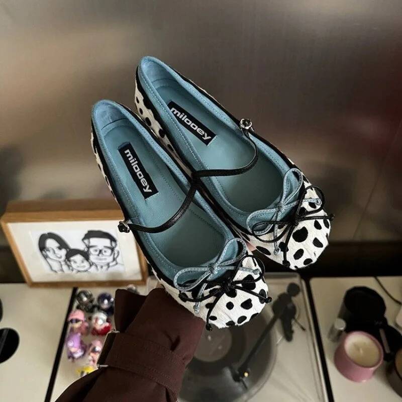 French Flat Bottomed Rotundity Toe Ballet Fashionable One-piece Belt Mary Jane Shoes Versatile for Women ddmysaturn