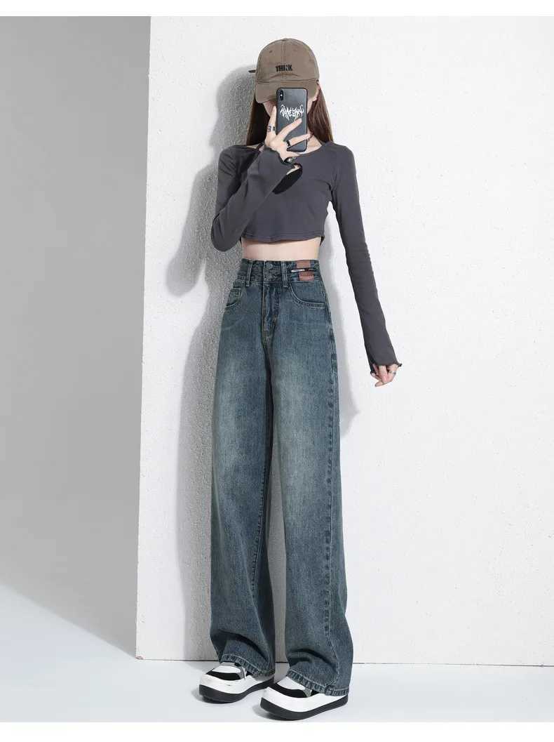 New Woman Korean Double BuCKle Design Jeans Female Winter Snow Warm THermal Plush Pants Popular High Waist Denim Trousers M260310