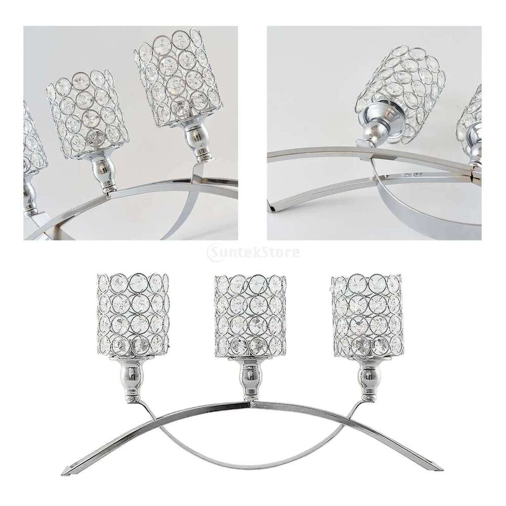 3 Arms Candelabras Crystal Candlelight Arch Bridge Goblet Candle Bowl Tealight Candlestick Holder Homedecor H260310