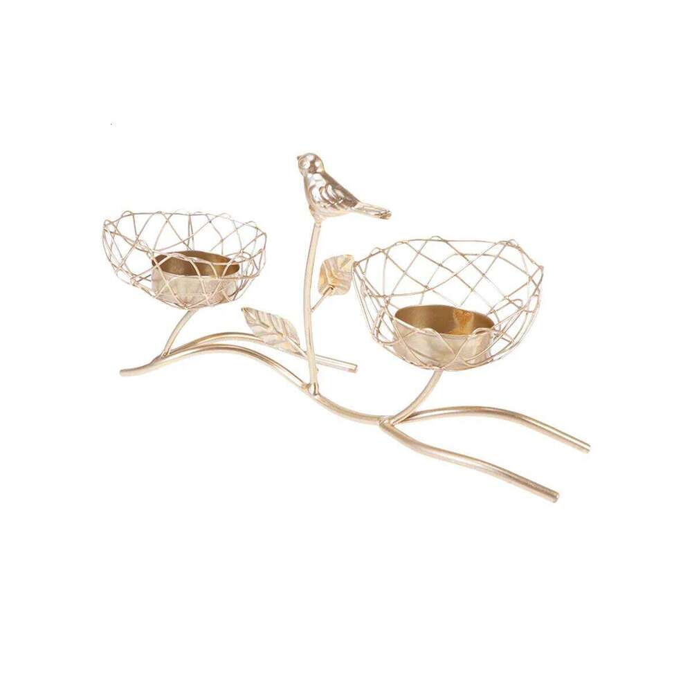 1pcs Nordic Style Iron Holder Tree Branch Design Small Bird Decorative Candlestick For Home Office Wedding Party Golden H260310