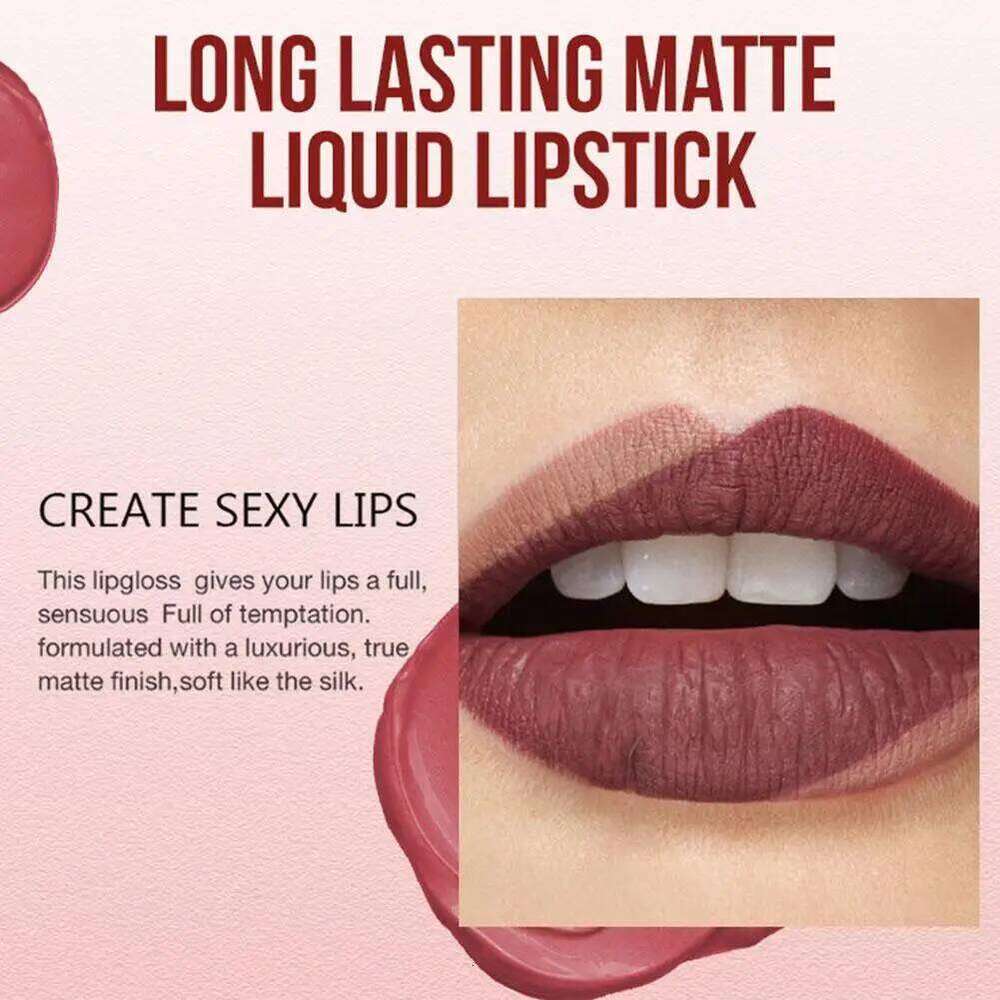 6 Colors Sexy Matte Nude Liquid Lipsticks Non-stick Cup Long Lasting Velvet Gloss Square Tube Tint Waterproof Lip Makeup Z260310