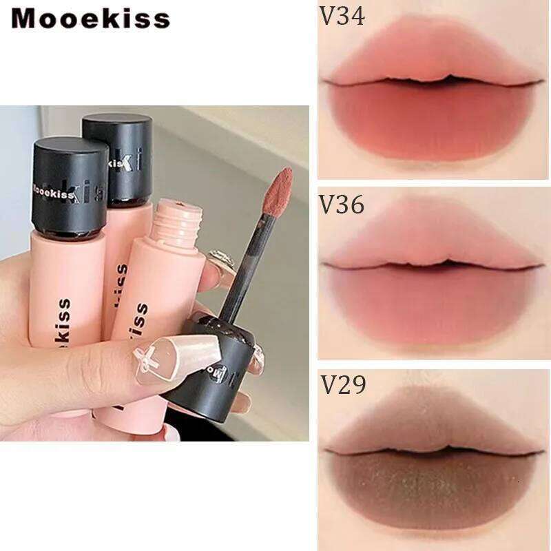 Mooekiss Velvet Lipmud Matte Green Shimmer Lipstick Long-lasting Non-stick Cup Clay Chestnut Color Lip Makeup Z260310