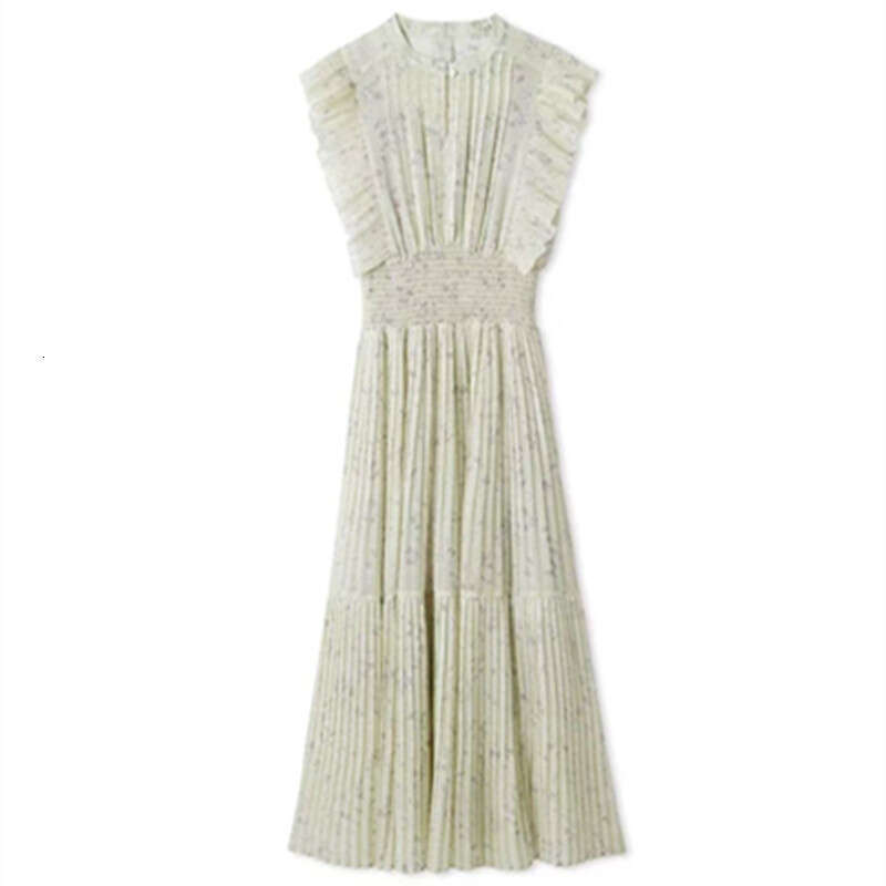 2026 Spring and Summer New Women's Celebrity Same Style Printed Flower Flowing Sleeve Fold Dress