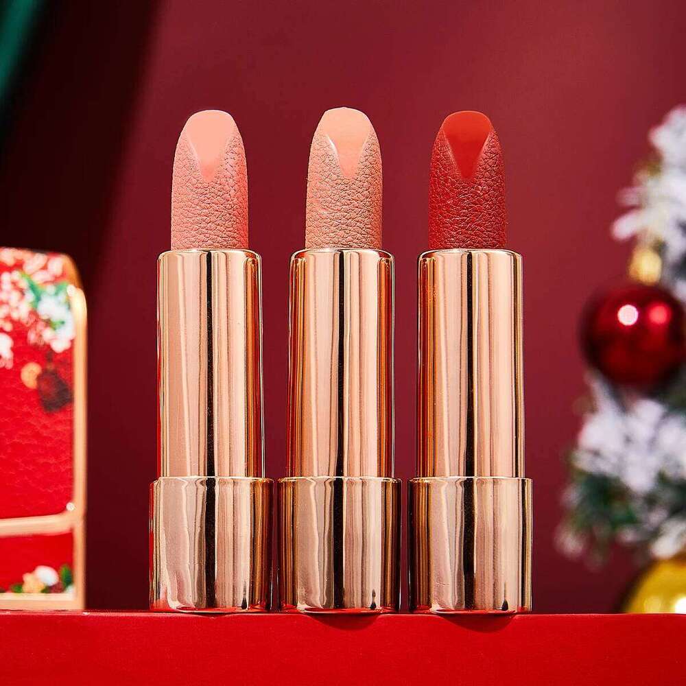3 Colors Matte Lip Stick with Chain Bag Package Non-Stick Cup Long Lasting Retractable Red Lipstick Set 3.5gx3 Z260310