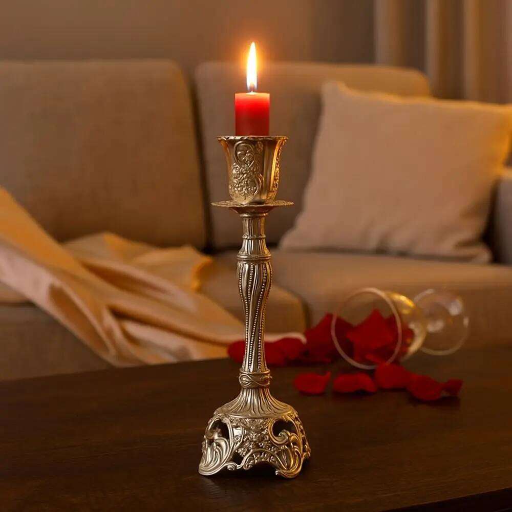 Home Ornament Taper Candle Holder European Style Romantic Retro Single-Headed Dinner Candlestick Banquet H260310