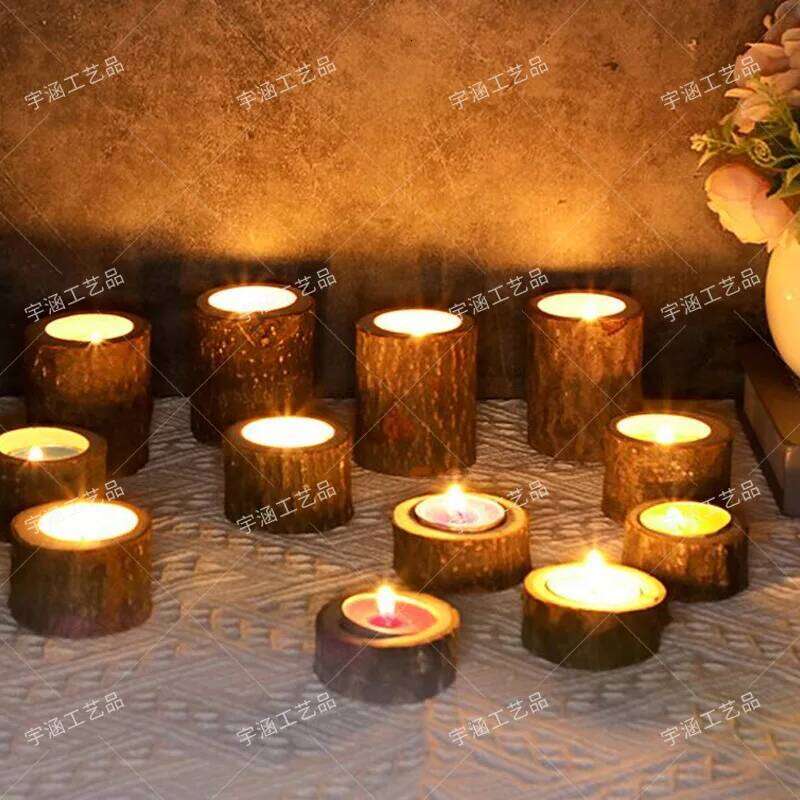 Tea Light Candle Holders Wooden Votive Tealight Holder Rustic for Wedding Baptism Birthday Baby Shower Party Home Decoration H260310
