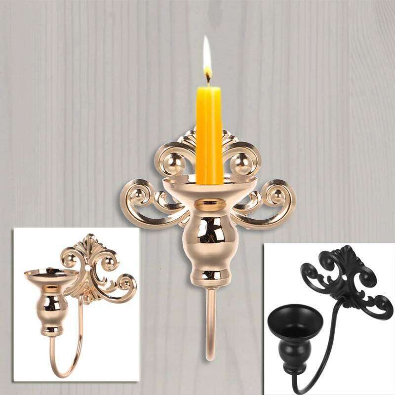 Wall Candlestick Vintage Metal Holder Golden Wedding Bar Party Living Room Home Luxury Decoration New H260310