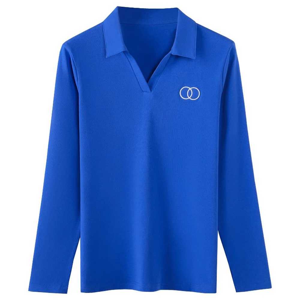 Korean version long sleeved T-shirt for womens summer new fashionable light luxury embroidered lapel sports loose casual topT260310