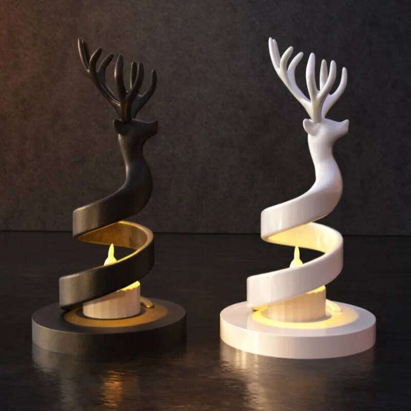 3D Printed Reindeer Figurine Deer Shaped Creative Candle Holder, Home Decoration H260310
