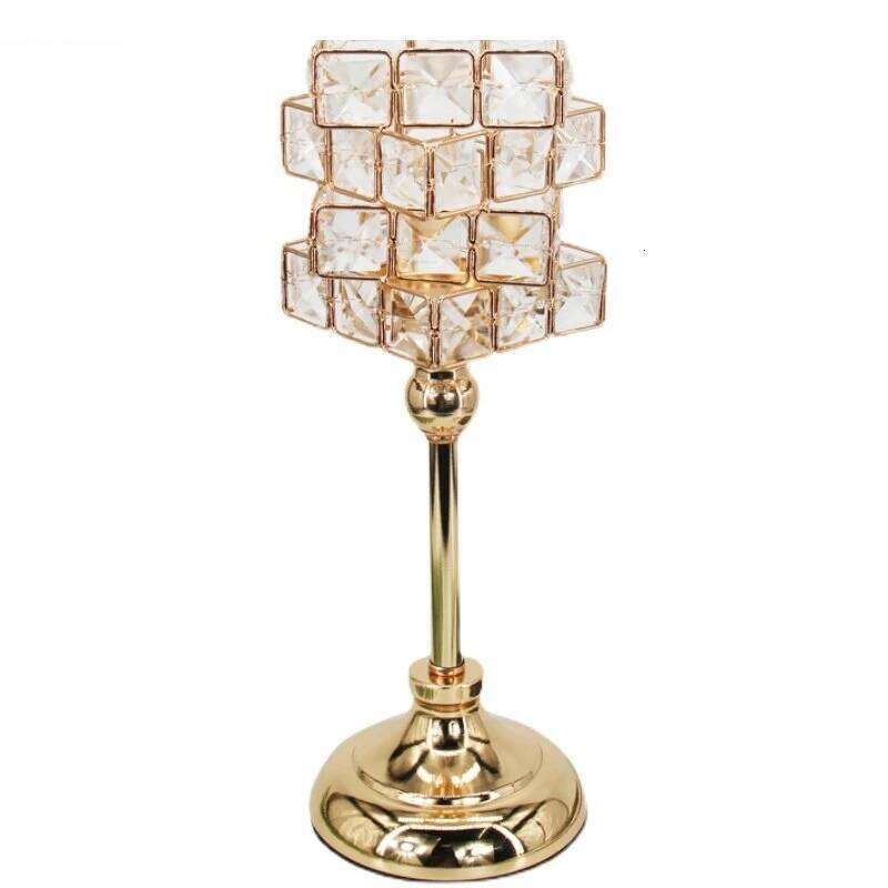 Crystal Candlestick Metal Stand Candelabros Home Desktop Candle Holders Candles Ornaments Decor Wedding Decoration H260310