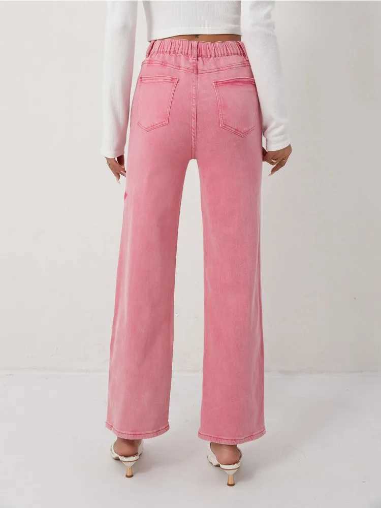 Womens Pink Jeans Star Print Flared High Waist Denim Trousers Stylish and Comfortable Outfit OptionT260310