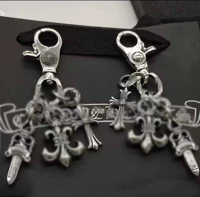 chrome Keychain Multi-element trouser chain bag pendant Sword beaded waist chain Lobster buckle pendant jeans chain