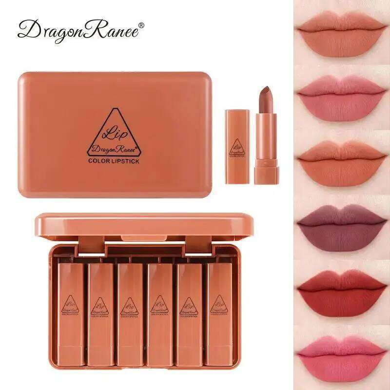 6pcs Matte Lipstick Set Waterproof Long Lasting Non Transfer Easy Apply Vibrant Colors Makeup Gift for Women Z260310