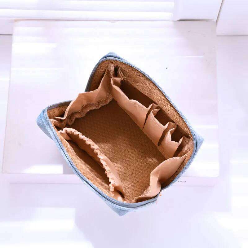 Embroidered plush portable one batch multi-compartment classified cosmetic storage bag XJ260310