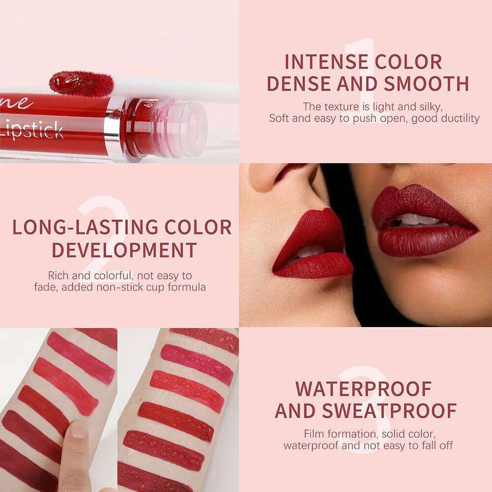 Liquid Durable Waterproof Smudging Glaze Lip Gloss Matte Lipstick Non Peeling Ladies' Makeup Z260310