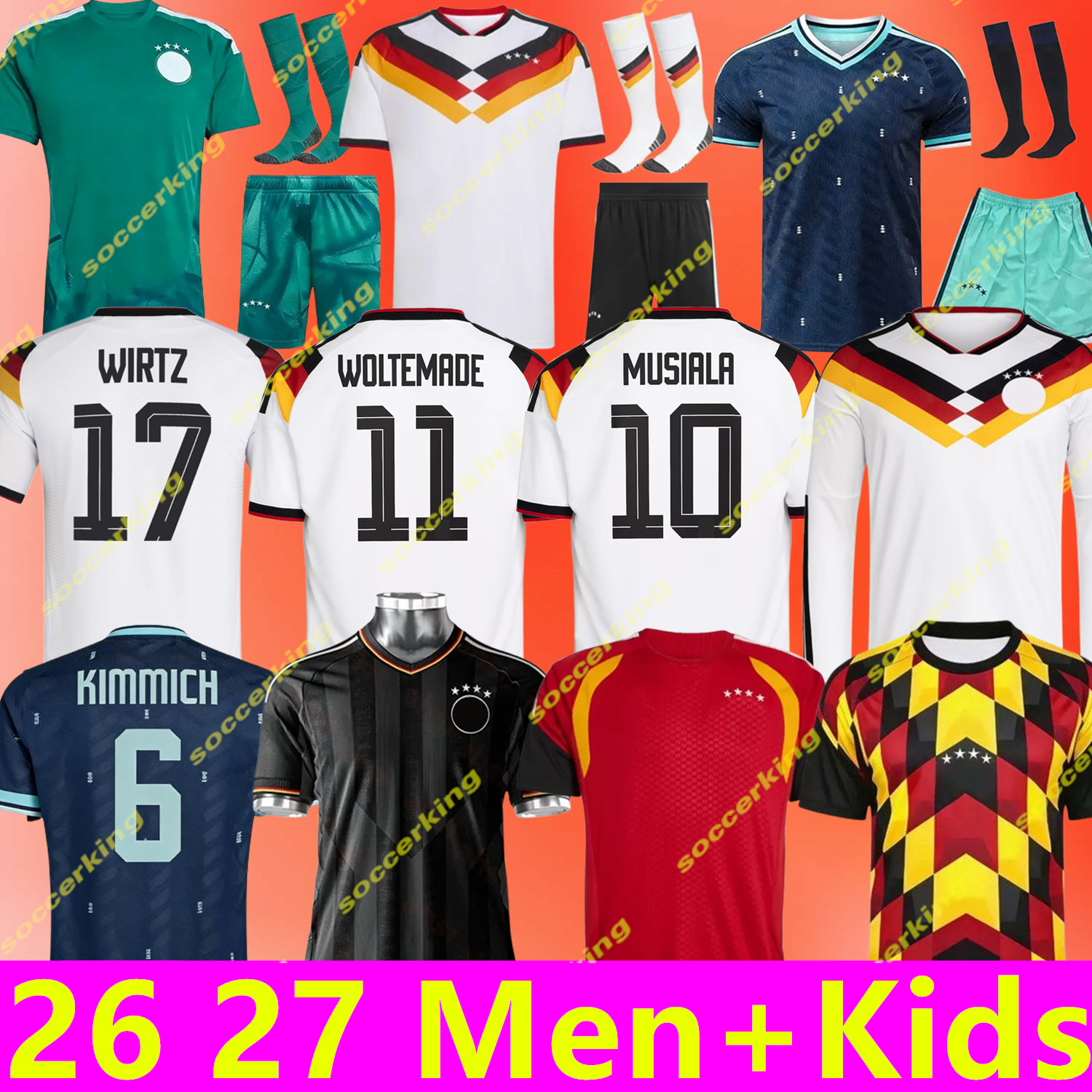 2026 World Cup Jersey Germany MULLER Soccer Jerseys WIRTZ MUSIALA 2026 2027 Deutschland Home Away HAVERTZ SANE Football Shirts RUDIGER WOLTEMADE NEUER Kids Men Kits