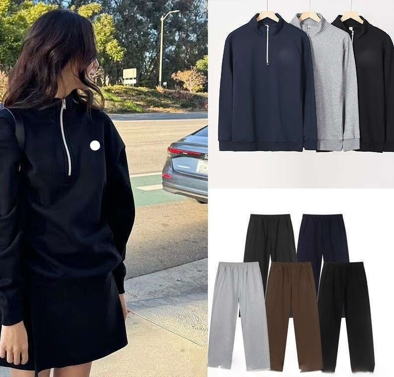 Yoga set Women Men 1/4 Zip 3D Relaxed-fit Fiess Sport Laidback Lantern Pants with Drawstring Unisex Studio-to-street Weekend Jogger Sportswear outdoor