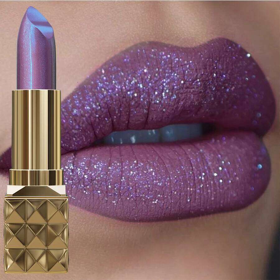 1pc Shiny Waterproof Flash Lasting Color Diamond Lipstick Non-stick Cup Matte Glitter Tint Makeup Lip Cosmetics Z260310