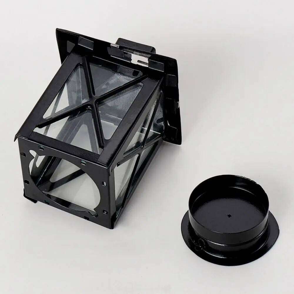 Simple Black European Holder Exquisite Stable Iron Wind Lamp Handmade Outdoor Candle Lantern Living Room H260310