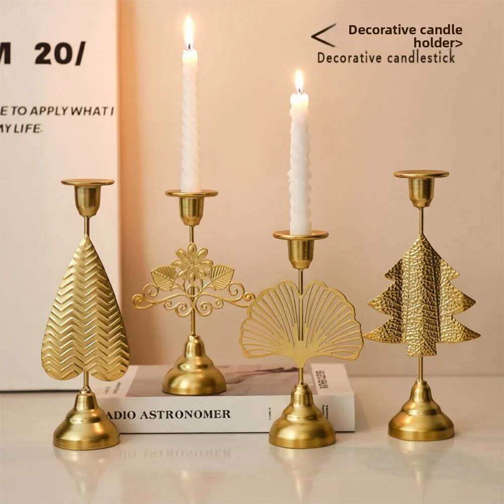 Romantic Retro European Style Candlestick Iron Holder Candle Stand Ornaments Decor Table Decoration Home H260310